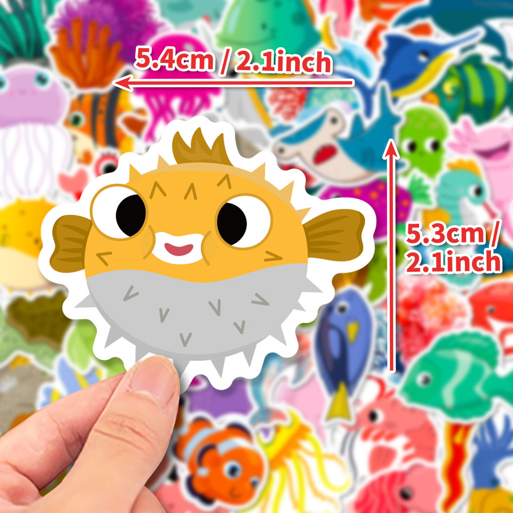 50개 해양 생물 스티커 - 장난감용 귀여운 만화 돌고 - Marine Aquarium Orp 리뷰 및 가격