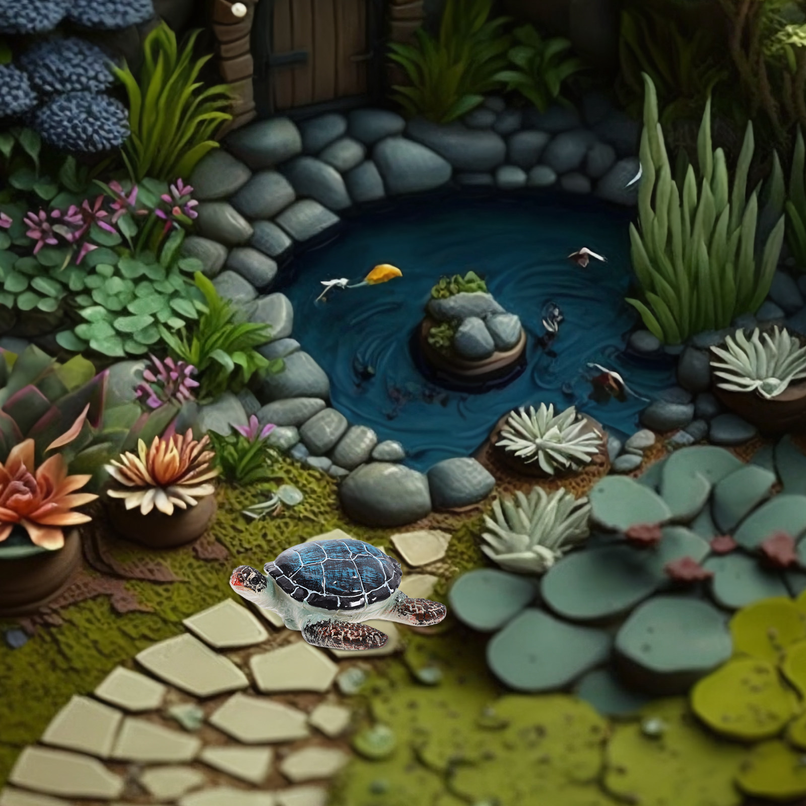 생생한 파란색 바다를 담은 사실적인 바다거북 레진 조형 - Aquarium Blue Marine 리뷰 및 가격